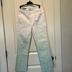 NWT Ecru La Cienega Straight Leg Cropped Jean. Size 27 White with green fading